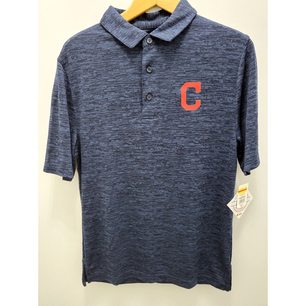 Cleveland Guardians Indians‎ Polo Shirt Mens S Cool Base Majestic Blue New